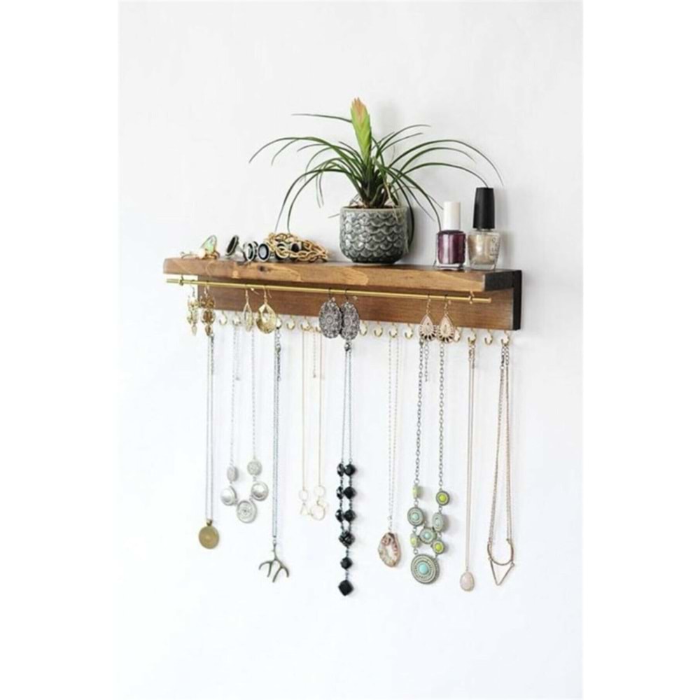 Ahşap Takı Aksesuar Rafı Organizer 40x10 cm.