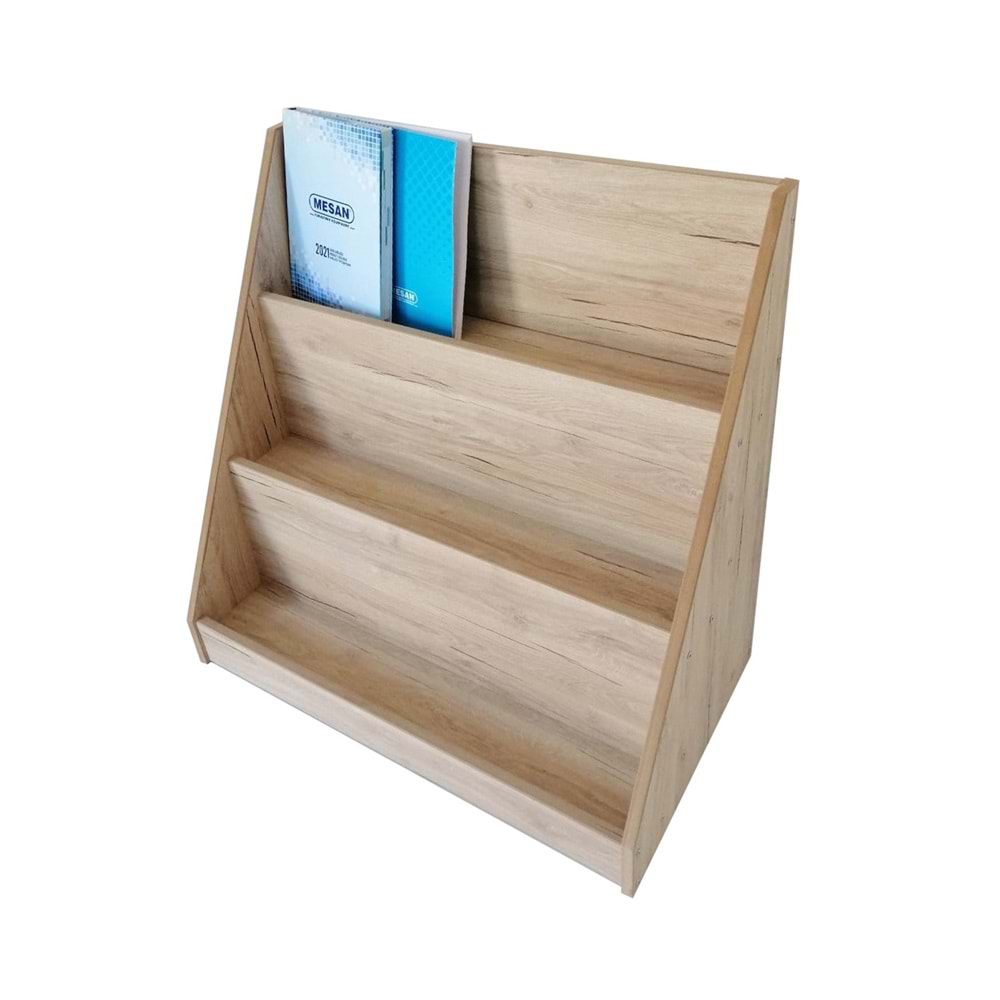 Bebek Çocuk Odası 3 Raflı Montessori Ahşap Kitaplık 80x80 cm.