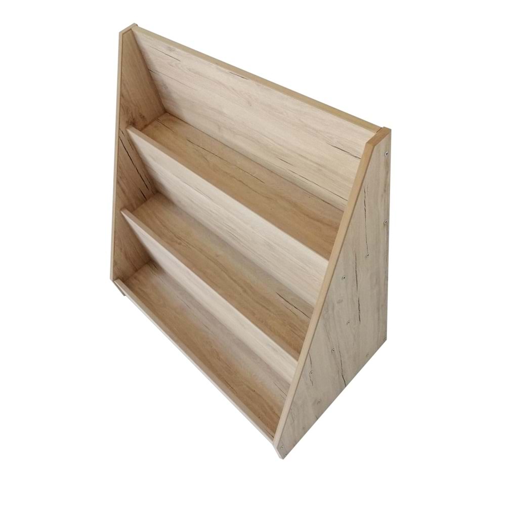 Bebek Çocuk Odası 3 Raflı Montessori Ahşap Kitaplık 80x80 cm.