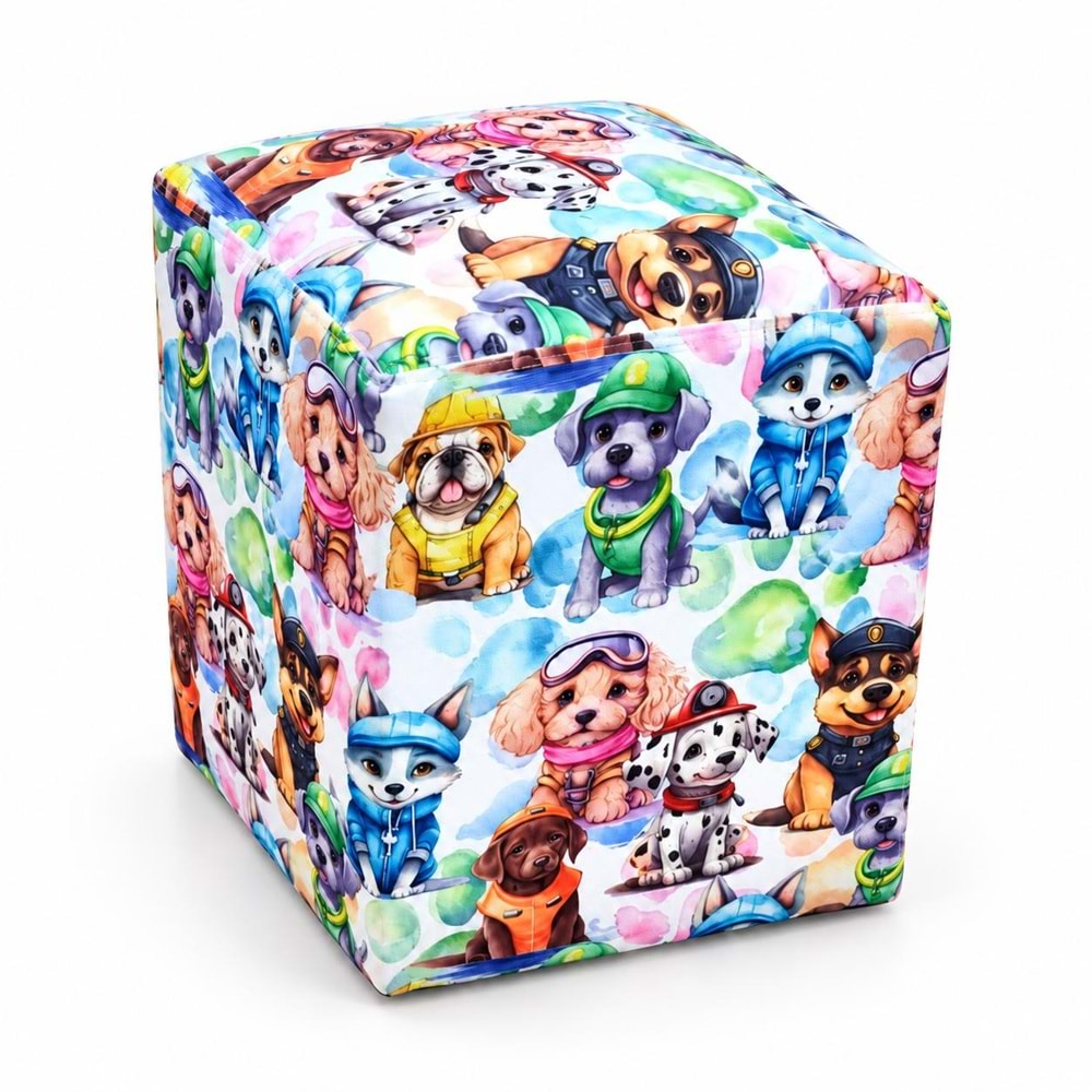 Damla Toys Sevimli Patiler Dekoratif Kare Puf