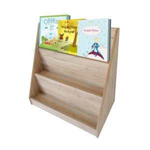 Bebek Çocuk Odası 3 Raflı Montessori Ahşap Kitaplık 80x80 cm.