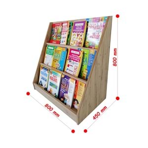 Bebek Çocuk Odası 3 Raflı Montessori Ahşap Kitaplık 80x80 cm.