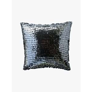 4'lü Gümüş Renk Pullu Payetli Yastık Kırlent Kılıfı 45x45 cm.
