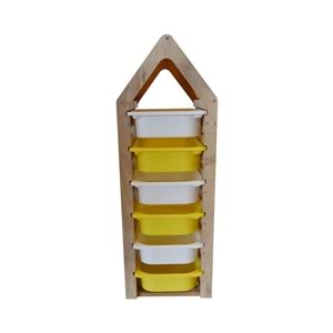 Montessori Sarı Oyuncak Saklama Düzenleme Ünitesi Dolabı - 3 Beyaz 3 Sarı Trofast Sepetli