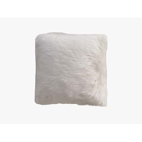 Beyaz Peluş Yastık Kırlent Kılıfı 45x45 cm.