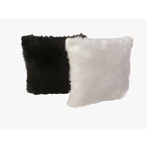 Siyah-Beyaz 2'li Peluş Yastık Kırlent Kılıfı 45x45 cm.