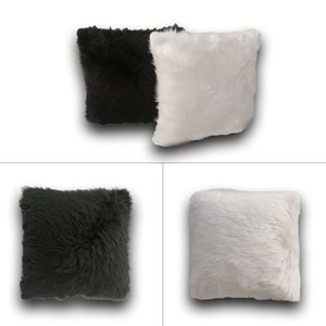 Siyah-Beyaz 2'li Peluş Yastık Kırlent Kılıfı 45x45 cm.
