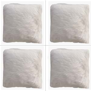 4'lü Beyaz Peluş Yastık Kırlent Kılıfı 45x45 cm.