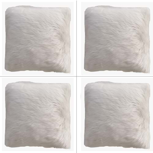 4'lü Beyaz Peluş Yastık Kırlent Kılıfı 45x45 cm.