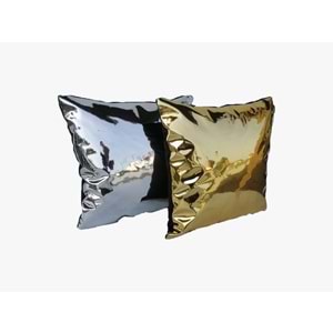 Gümüş ve Gold Renk 2'li Parlak Kumaş Yastık Kırlent Kılıfı 45x45 cm.