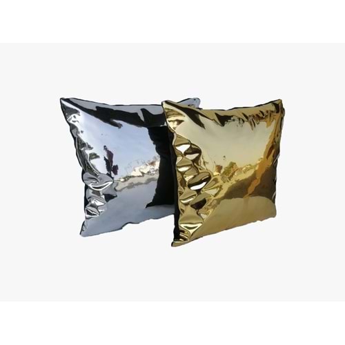 Gümüş ve Gold Renk 2'li Parlak Kumaş Yastık Kırlent Kılıfı 45x45 cm.