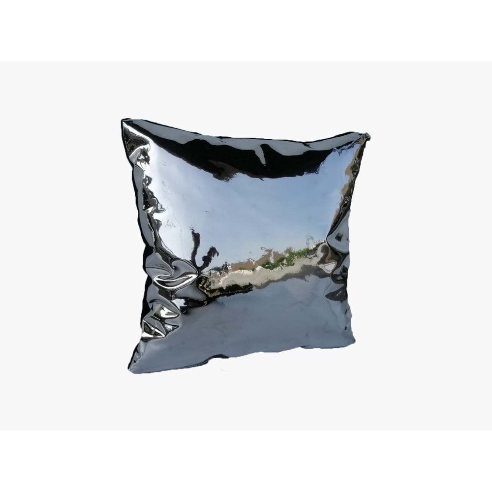 4'lü Gümüş Renk Parlak Kumaş Yastık Kırlent Kılıfı 45x45 cm.