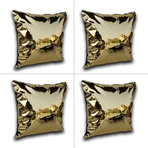 4'lü Gold Renk Parlak Kumaş Yastık Kırlent Kılıfı 45x45 cm.