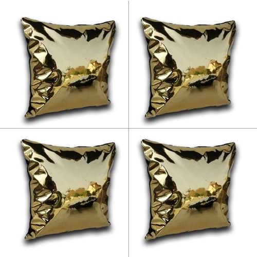 4'lü Gold Renk Parlak Kumaş Yastık Kırlent Kılıfı 45x45 cm.