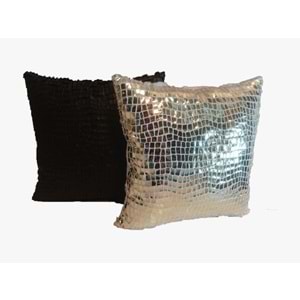 Gold ve Siyah Renk Pullu Payetli Yastık Kırlent Kılıfı 45x45 cm.