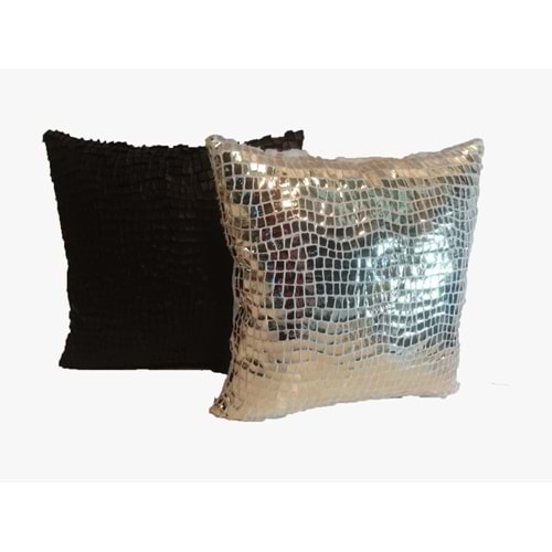 Gold ve Siyah Renk Pullu Payetli Yastık Kırlent Kılıfı 45x45 cm.