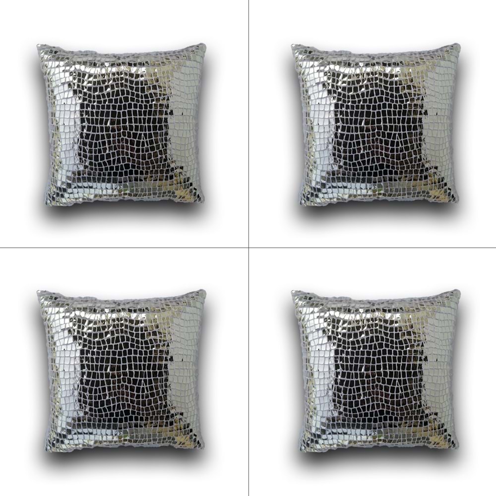 4'lü Gold Renk Pullu Payetli Yastık Kırlent Kılıfı 45x45 cm.