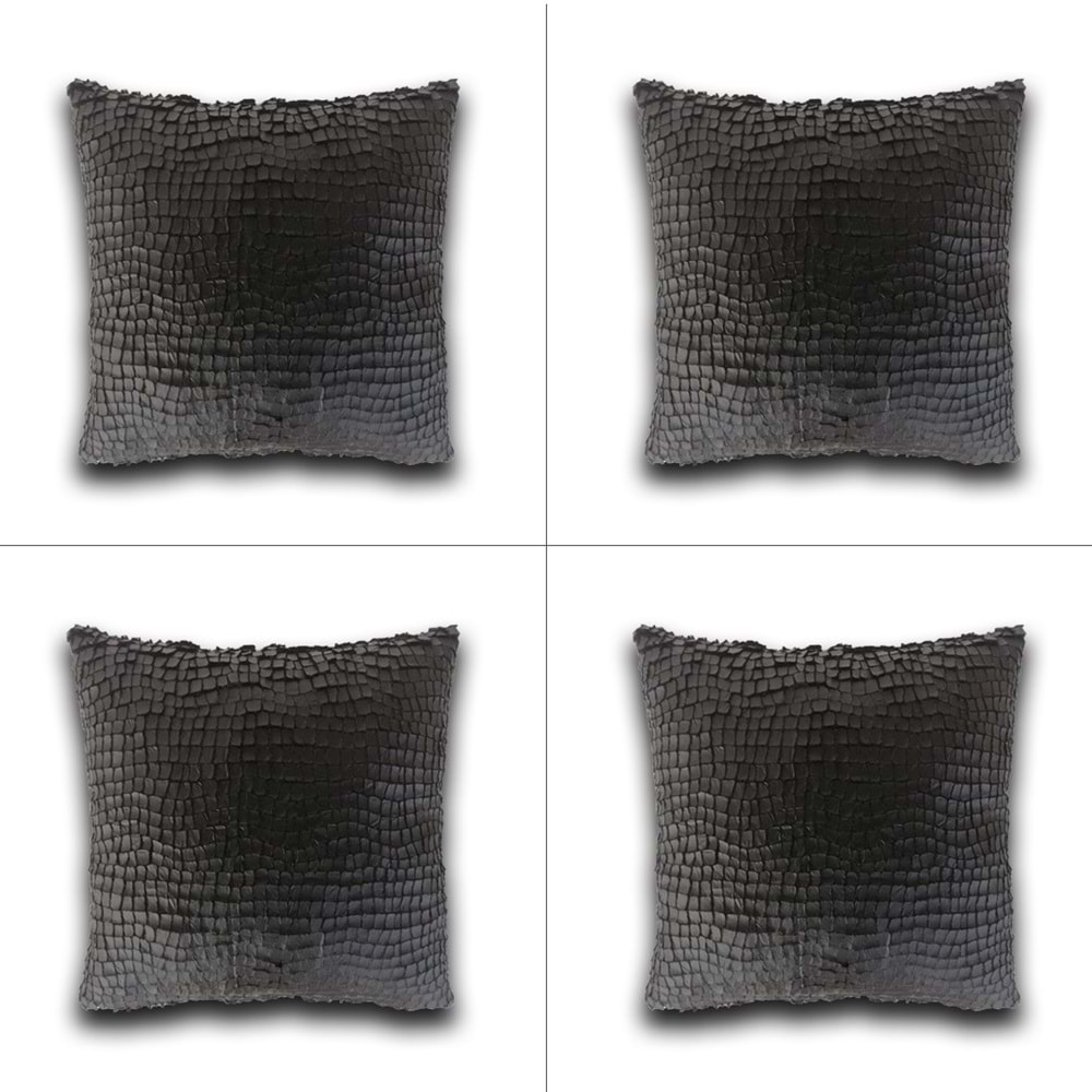 4'lü Siyah Renk Pullu Payetli Yastık Kırlent Kılıfı 45x45 cm.