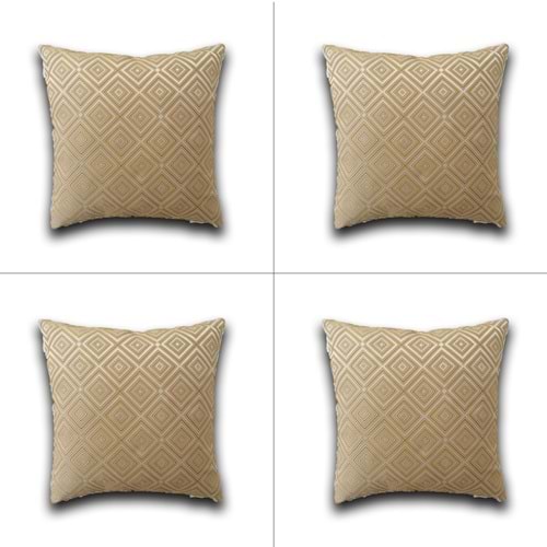 4'lü Bej Renk Desenli Kumaş Yastık Kırlent Kılıfı 45x45 cm.