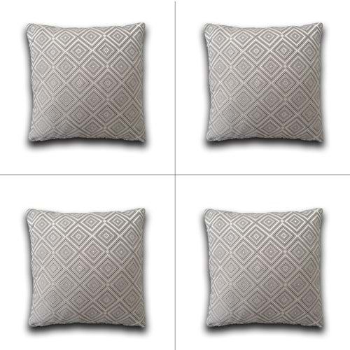 4'lü Gri Renk Desenli Kumaş Yastık Kırlent Kılıfı 45x45 cm.