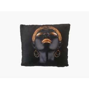 4'lü Kadın Figürlü Dijital Baskılı Siyah Yastık Kırlent Kılıfı 45x45 cm.