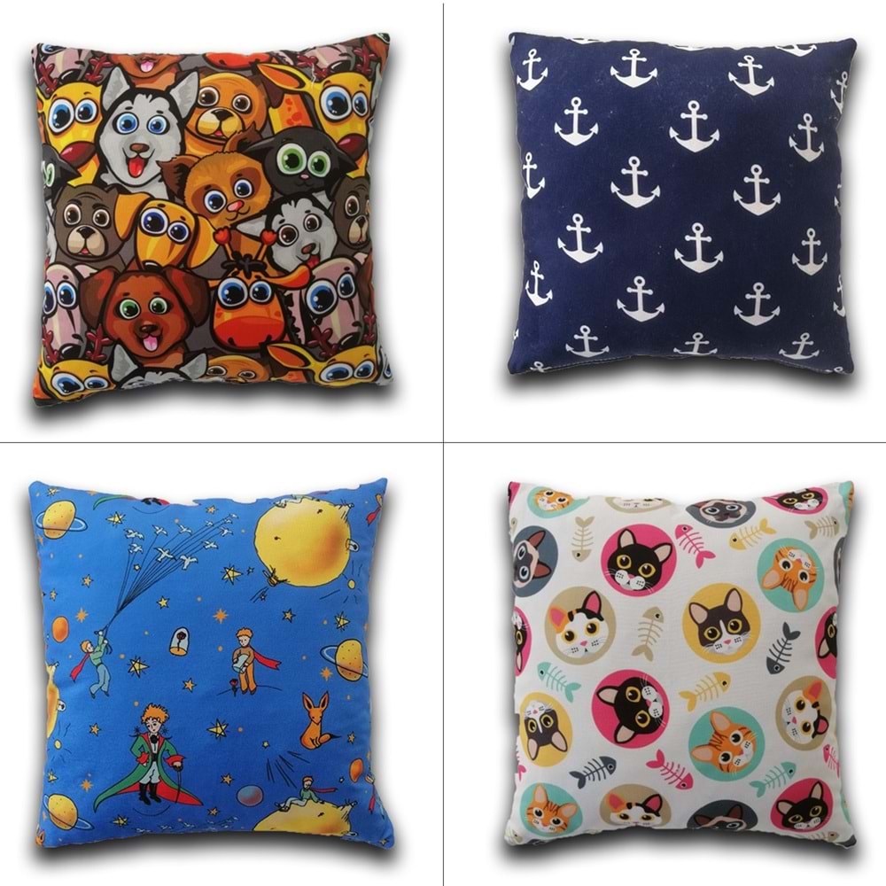 4'lü Dijital Baskılı Yastık Kırlent Kılıfı 45x45 cm.