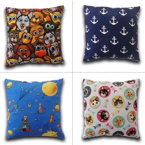 4'lü Dijital Baskılı Yastık Kırlent Kılıfı 45x45 cm.