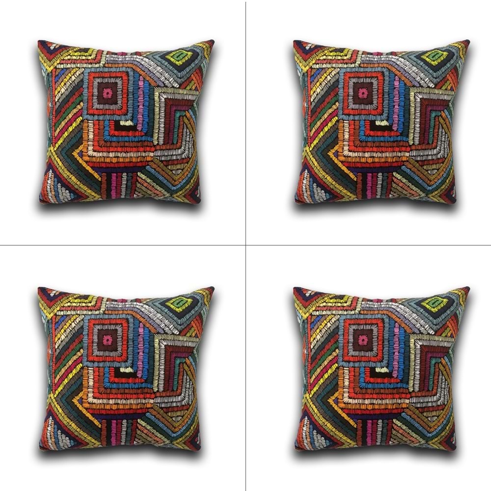4'lü Kilim Desenli Yastık Kırlent Kılıfı 45x45 cm.