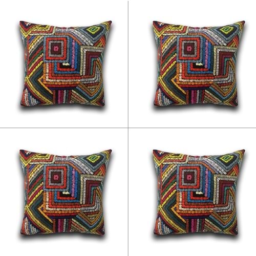 4'lü Kilim Desenli Yastık Kırlent Kılıfı 45x45 cm.