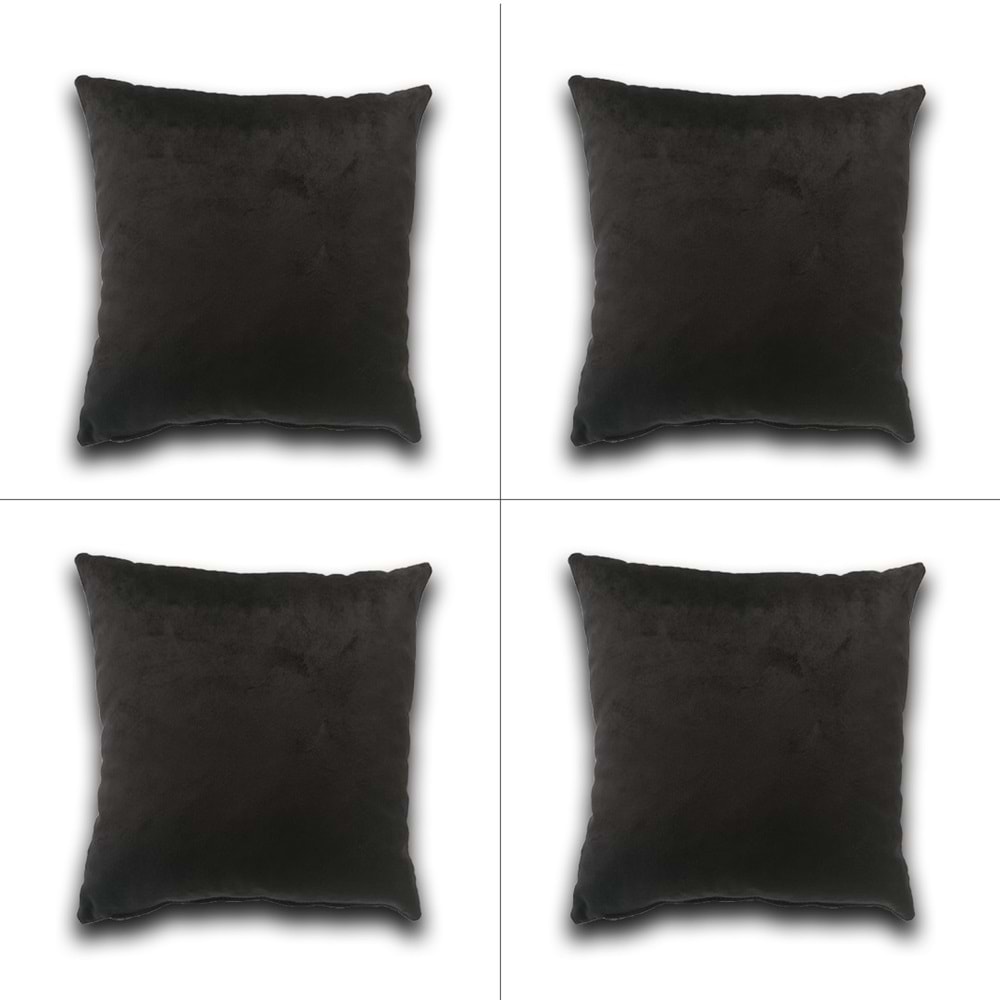 4'lü Siyah Düz Model Yastık Kırlent Kılıfı 45x45 cm.