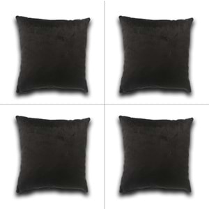 4'lü Siyah Düz Model Yastık Kırlent Kılıfı 45x45 cm.