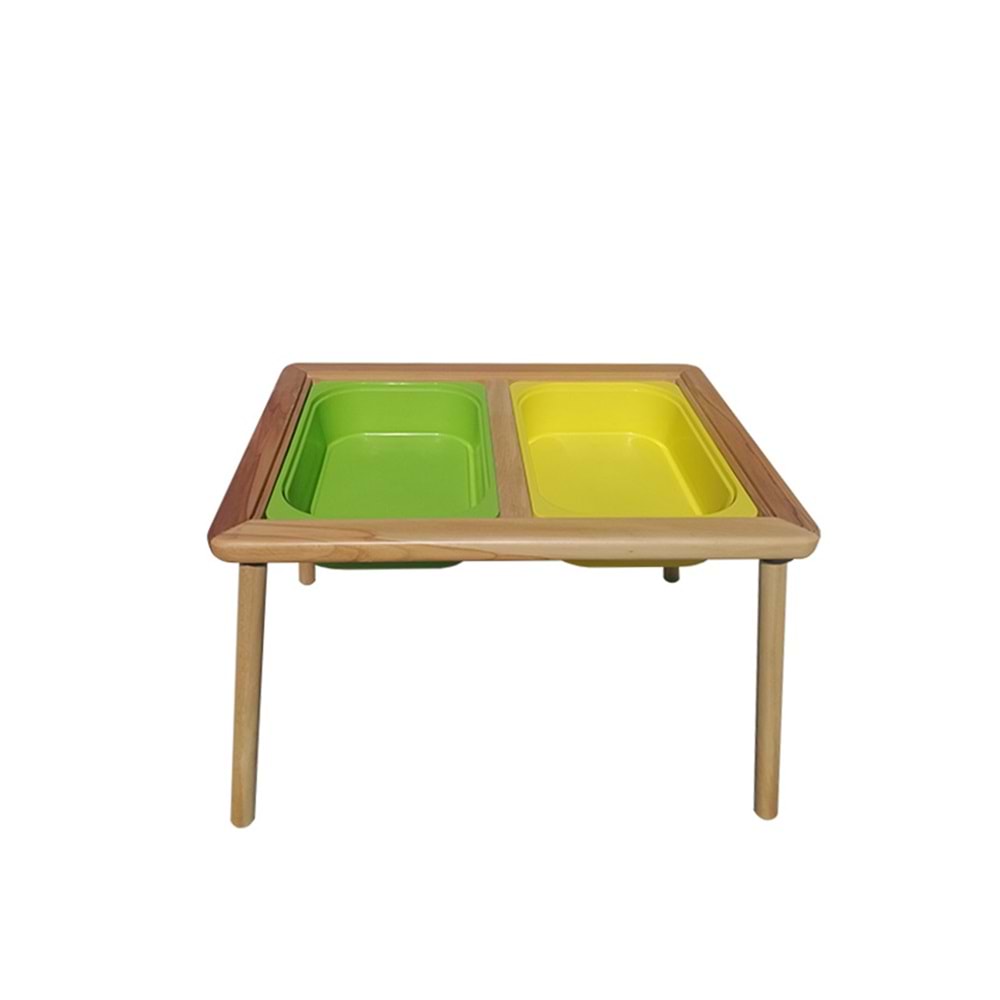 Gürgen Ahşap Çocuk Oyun Aktivite Masası + 1 Sarı 1 Yeşil Dar Kova Hediyeli