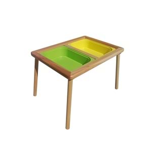 Gürgen Ahşap Çocuk Oyun Aktivite Masası + 1 Sarı 1 Yeşil Dar Kova Hediyeli