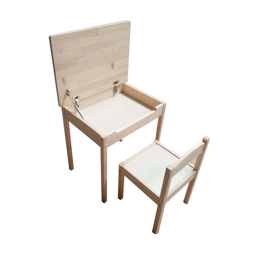 Çocuk Ahşap Aktivite Ders Masa Sandalye Takımı 45x69x60 cm. 4-8 Yaş