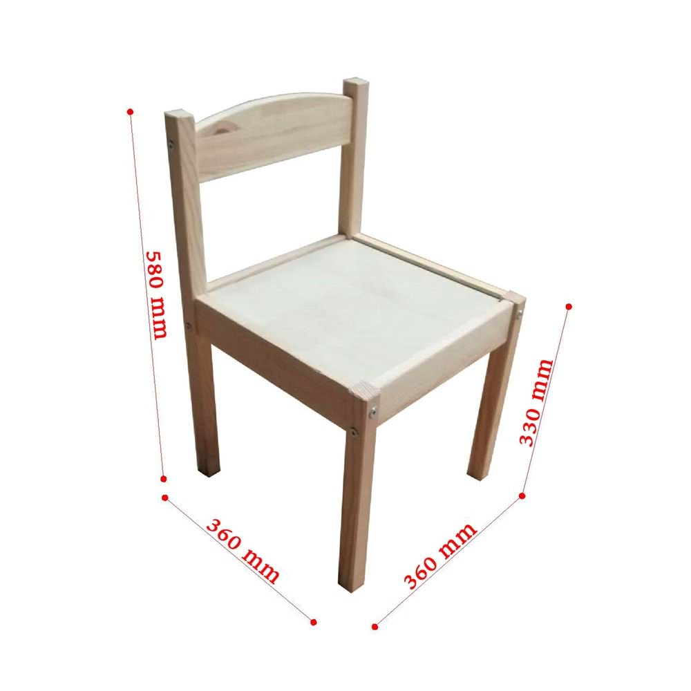 Çocuk Ahşap Aktivite Ders Masa Sandalye Takımı 45x69x60 cm. 4-8 Yaş