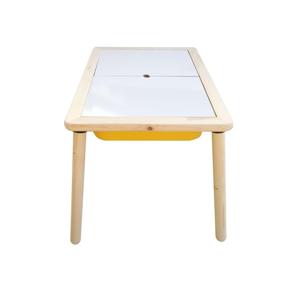 Masif Ahşap Çocuk Oyun Aktivite Masası + 1 Sarı 1 Yeşil Dar Kova Hediyeli