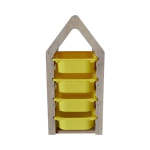 Montessori Sarı Oyuncak Saklama Düzenleme Ünitesi Dolabı - 4 Sarı Trofast Sepetli