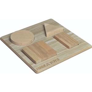 Damla Toys Geometrik Şekilli Eğitici 4'lü Ahşap Puzzle Oyuncak %100 Doğal